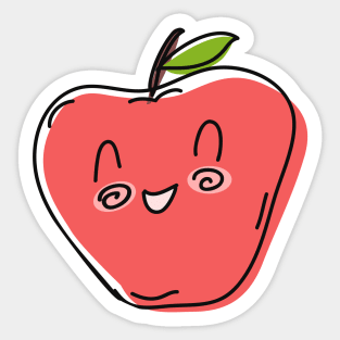 Smiling Apple Cute Drawing Sticker